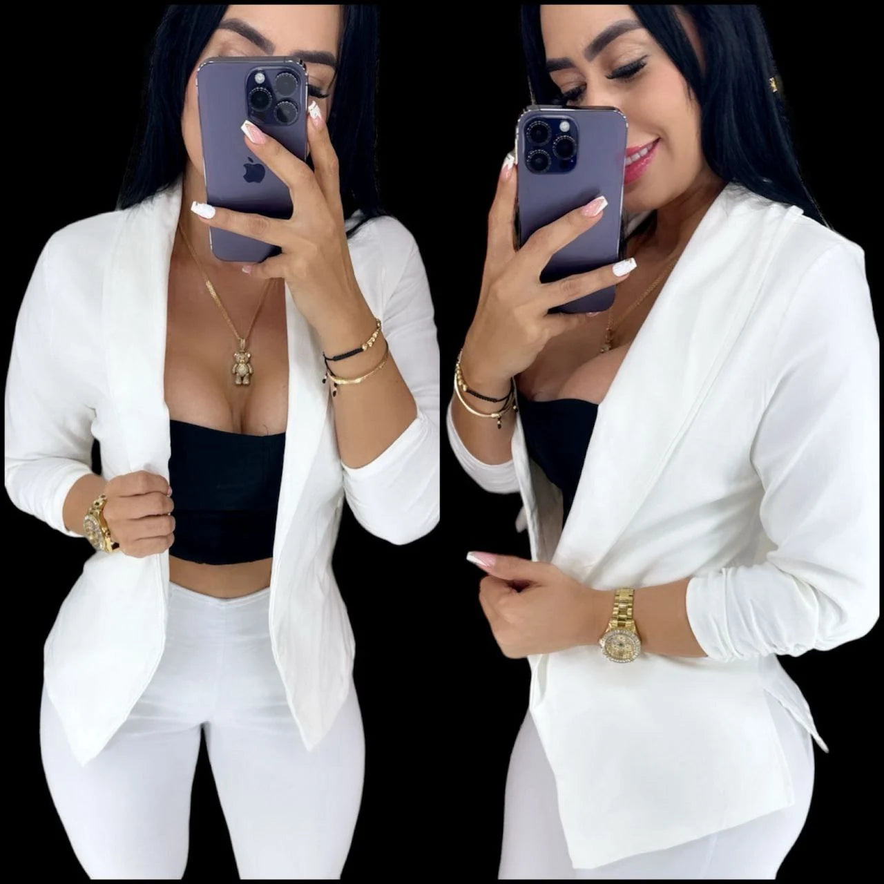 blazer con estilo push up en la manga